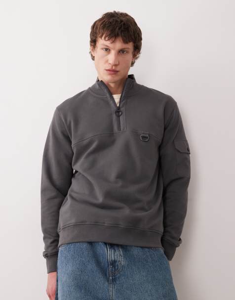 Barbour Galloway relaxed half zip sweatshirt in charcoal grey - view 1