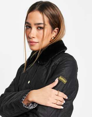 black barbour jacket with fur collar