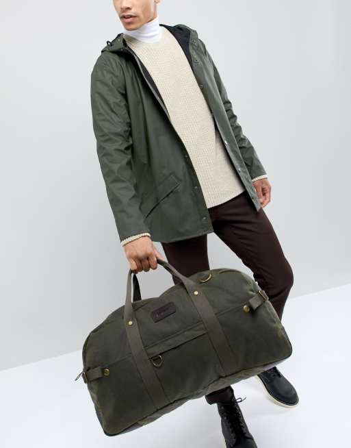 Barbour Gamefair wax leather holdall in green