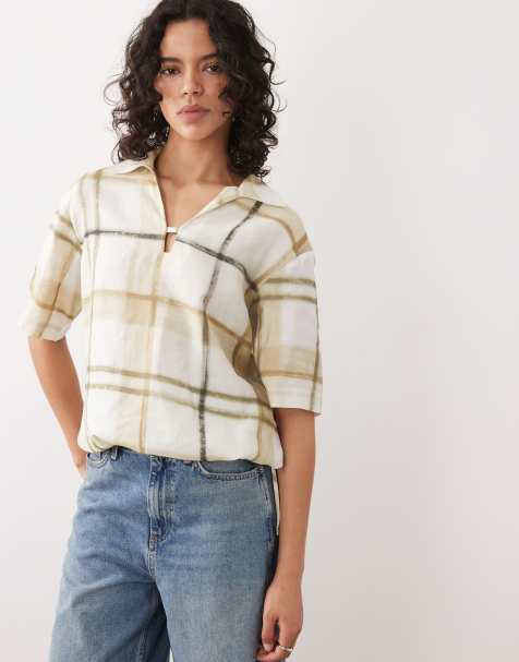 Barbour Gianna short sleeve relaxed notch neck tartan shirt green - view 1