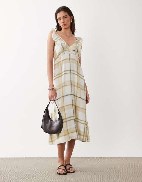 Barbour Gianna tartan overlayed ruffle maxi dress in green - view 1