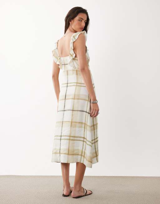 Barbour Gianna tartan overlayed ruffle maxi dress in green, 4 of 4