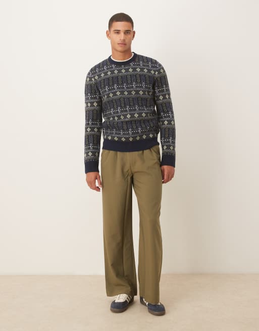 Barbour Grangetown fair isle crew neck sweater in inky blue - MBLUE, 2 of 5