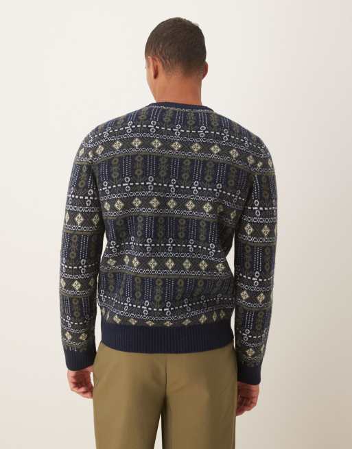 Barbour Grangetown fair isle crew neck sweater in inky blue - MBLUE, 3 of 5