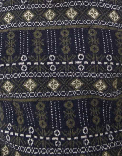 Barbour Grangetown fair isle crew neck sweater in inky blue - MBLUE, 5 of 5