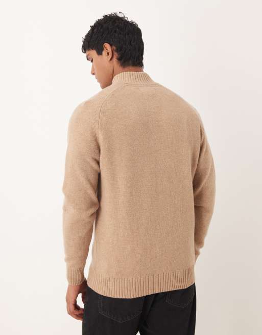 Barbour Grangetown half zip knitted jumper in washed stone - STONE, 4 of 5