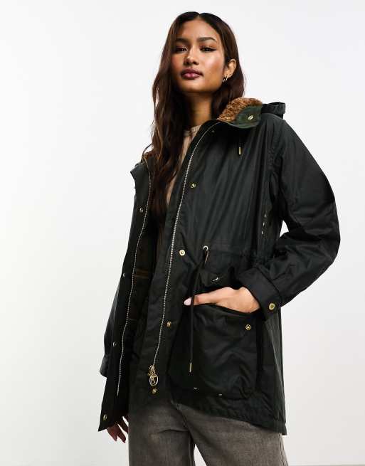 Barbour - Grantley - Veste cirée imperméable à capuche - Sauge