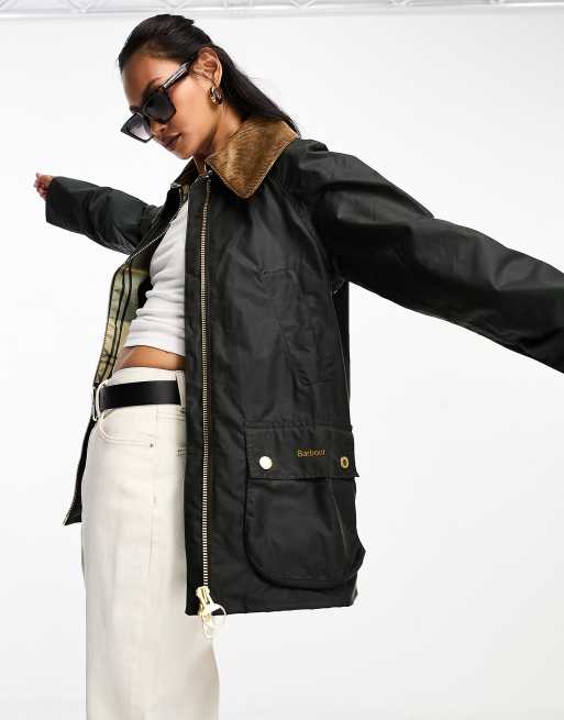 Barbour - Gunnerside - Veste cirée imperméable à fermeture éclair - Sauge