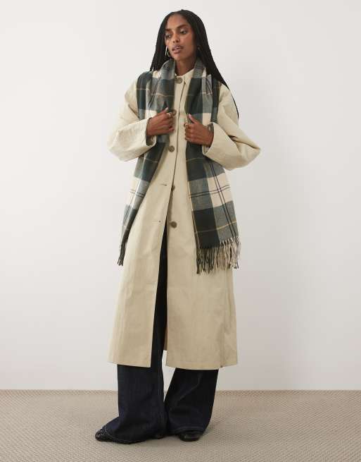Barbour Hailes knit tartan check scarf in green, 2 of 3