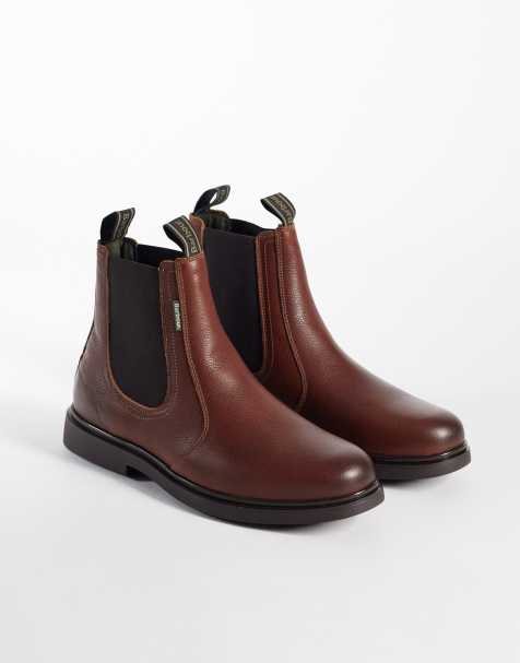 Barbour Hale leather wax chelsea boots in brown - view 1