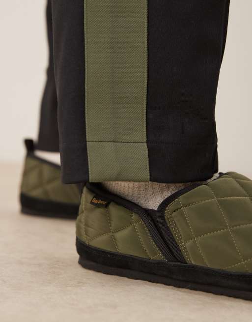 Barbour Hall quilted slippers in green