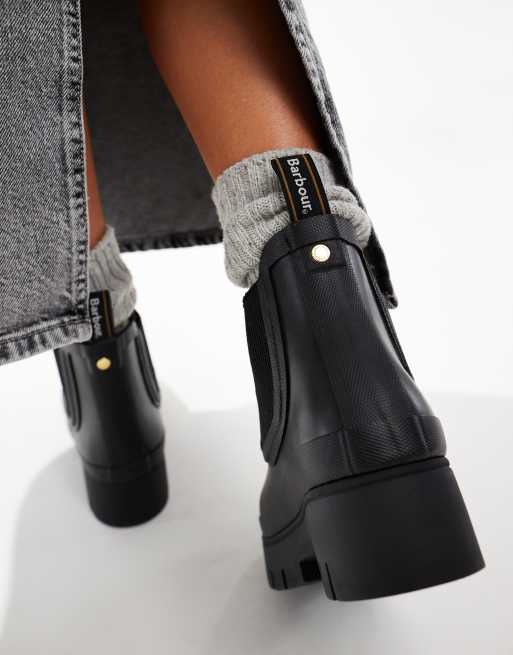 Barbour Halton chunky Chelsea gumboots in black, 3 of 4