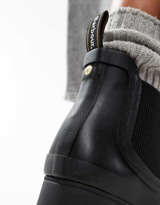 Barbour Halton chunky Chelsea wellington boots in black, 4 of 4