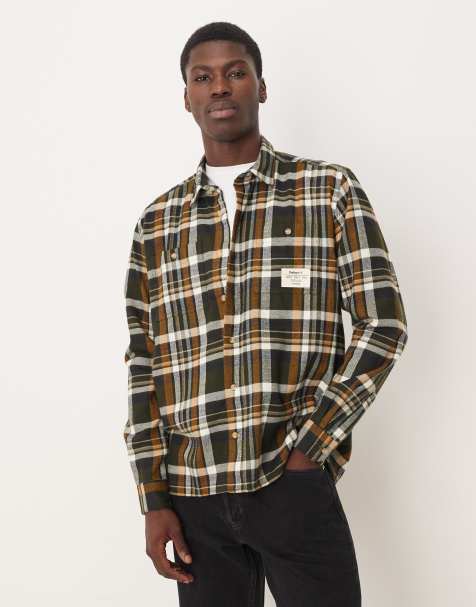 Barbour Hanley relaxed checked shirt in olive green - MGREEN - view 1
