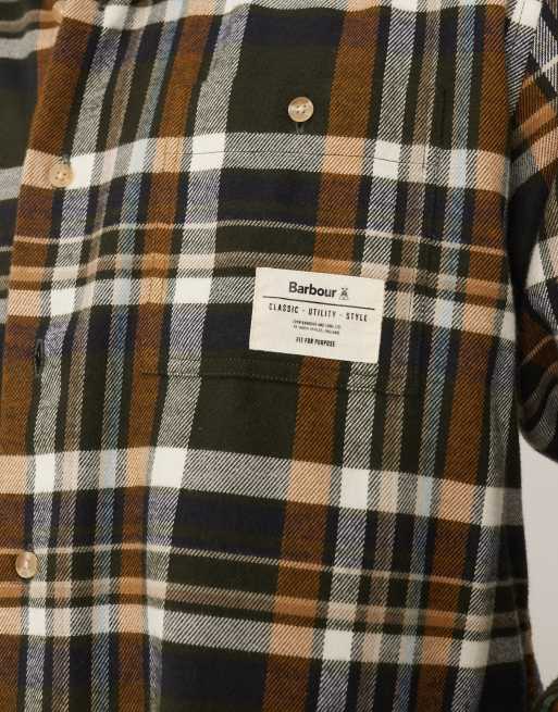 Barbour Hanley relaxed checked shirt in olive green, 5 of 5