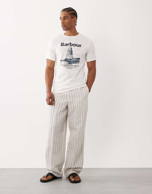 Barbour Harbourside short sleeve lighthouse graphic tailored t-shirt in white , 2 of 5