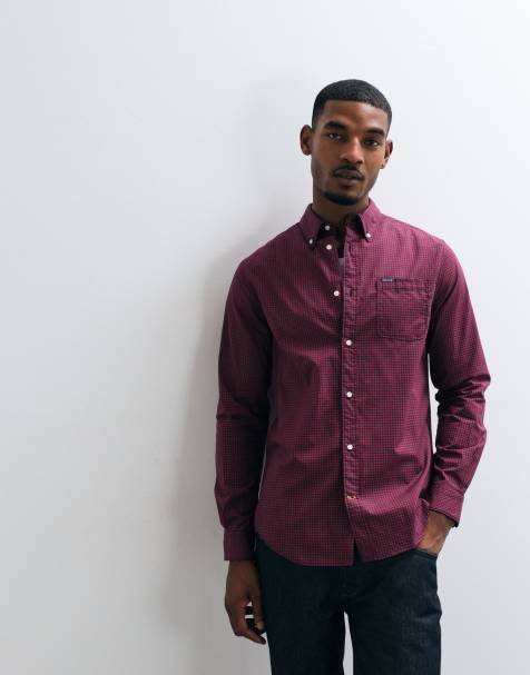 Barbour Harbourwall long sleeve tailored gingham check shirt in red - view 1