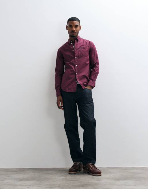 Barbour Harbourwall long sleeve tailored gingham check shirt in red, 2 of 5