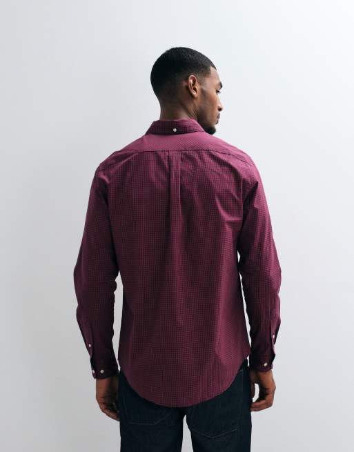 Barbour Harbourwall long sleeve tailored gingham check shirt in red, 5 of 5
