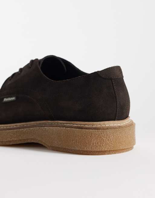 Barbour Harefield Derby suede leather shoes in dark brown, 3 of 4