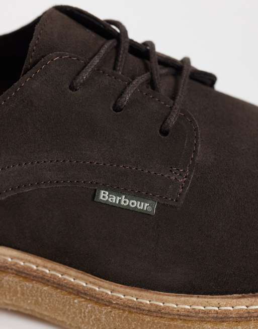 Barbour Harefield Derby suede leather shoes in dark brown, 4 of 4