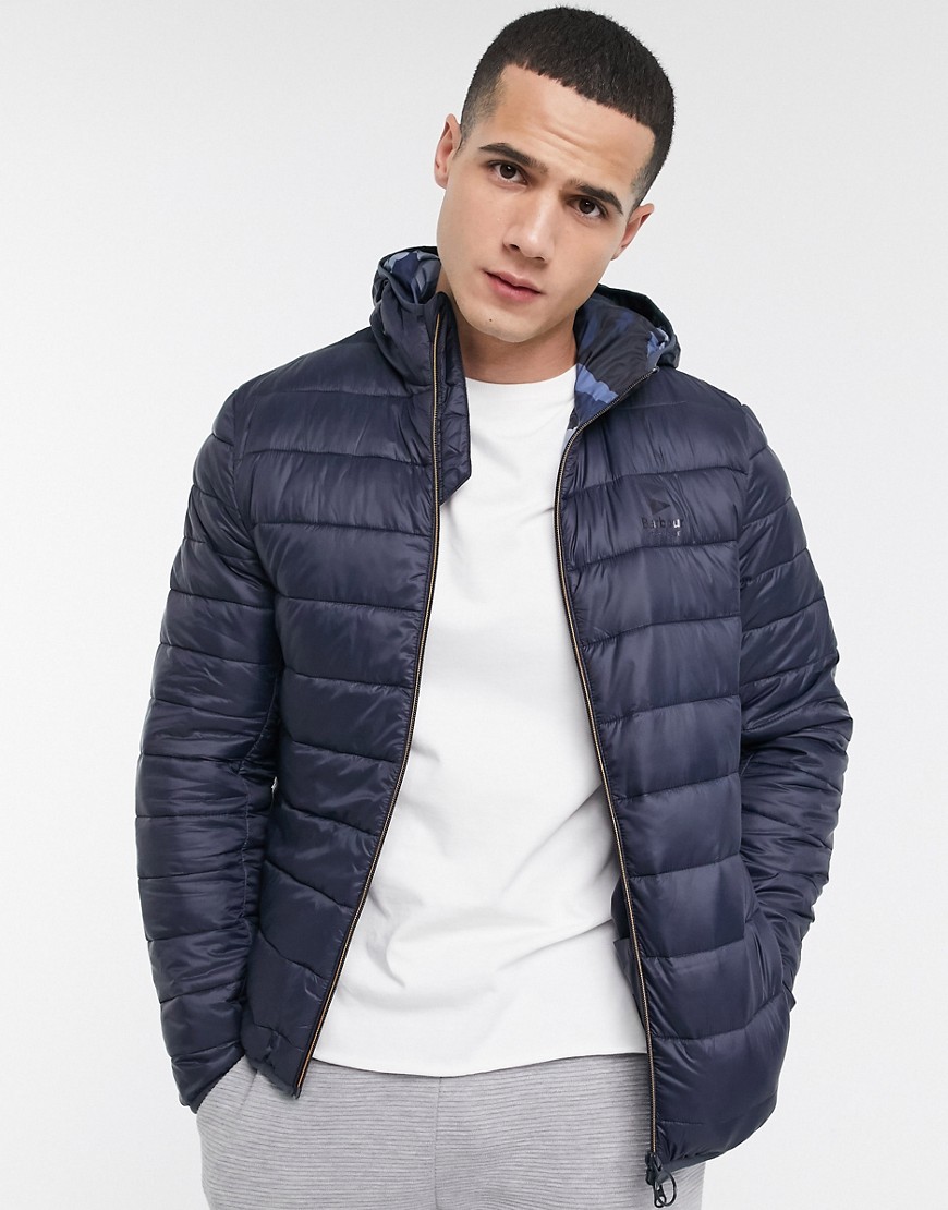 Barbour Harg storm force quilted jacket with inner camo in navy