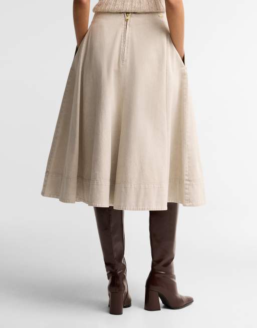 Barbour Harleigh pleated midi skirt in off white, 3 of 4