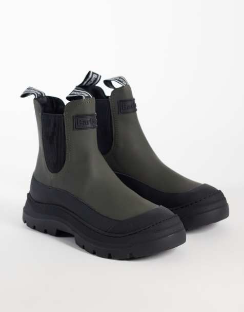 Barbour Harriety chunky chelsea boots in olive green - view 1