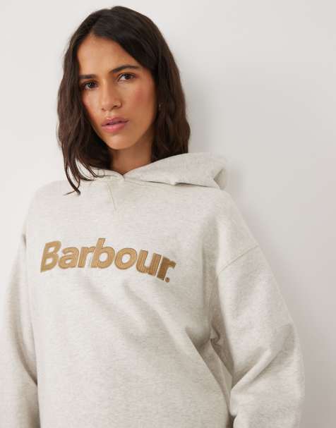 Barbour Hartland logo hoodie in off white - view 1