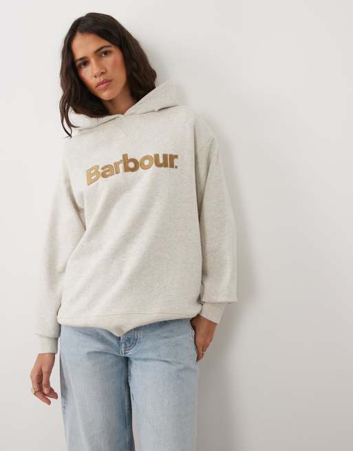 Barbour Hartland logo hoodie in off white, 2 of 4