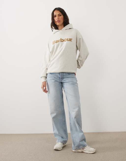Barbour Hartland logo hoodie in off white, 3 of 4