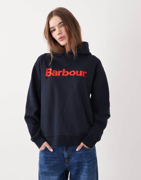 Barbour Hartland relaxed embroidered logo hoodie in navy - view 1