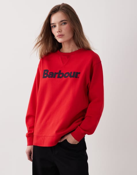 Barbour Hartland relaxed embroidered logo sweatshirt in red - view 1