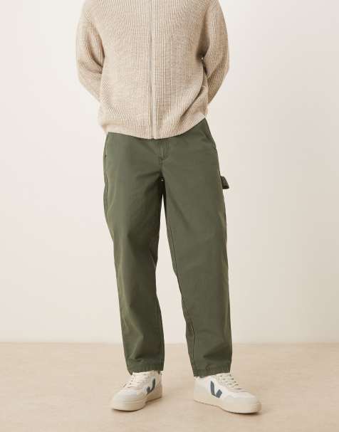 Barbour Harton relaxed slub trouser in thyme - DGREEN - view 1