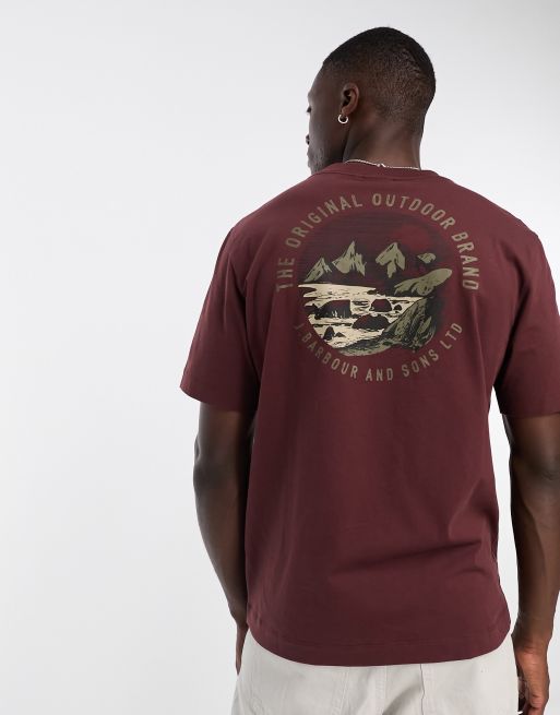 Barbour – Haydock – Brązowy T-shirt z nadrukiem na plecach