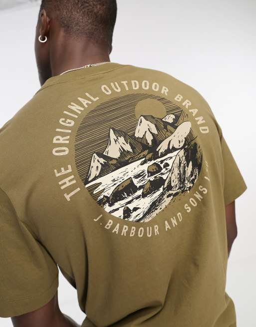 Barbour - Haydock - T-shirt met print op de achterkant in bruin