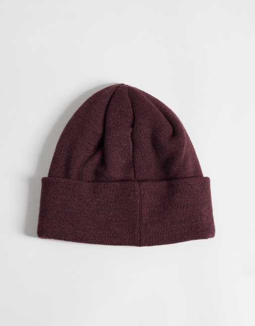 Barbour Healey knitted acrylic blend logo beanie in burgundy, 3 of 3