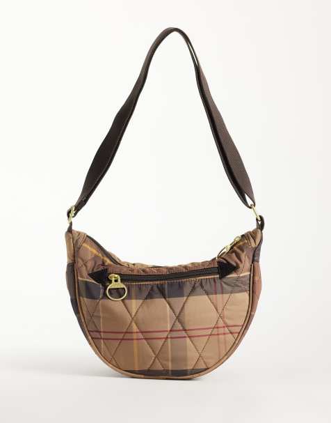Barbour Healy tartan check sling crossbody bag in beige - view 1