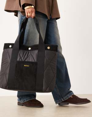 Barbour healy tote bag in black/ancient