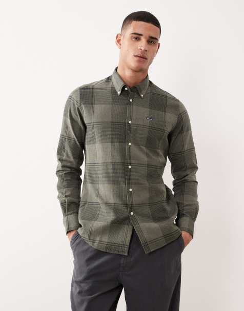 Barbour heaney checked tailored shirt in olive