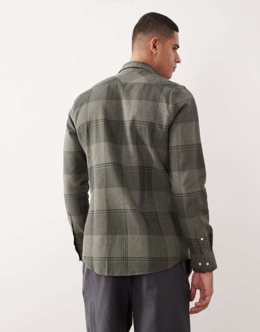 Barbour heaney checked tailored shirt in olive, 3 of 5
