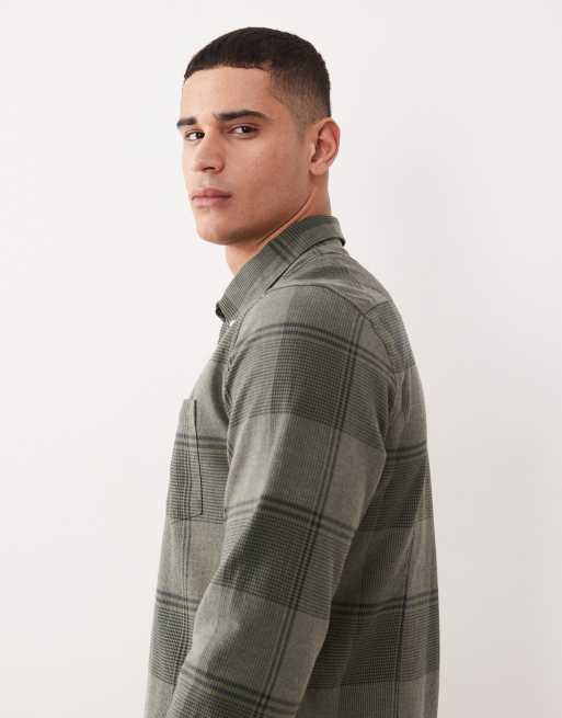 Barbour heaney checked tailored shirt in olive, 4 of 5