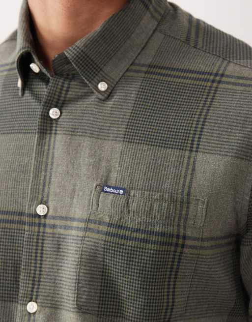 Barbour heaney checked tailored shirt in olive, 5 of 5