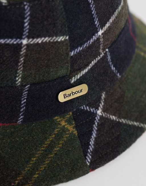 Barbour Heidi wool tartan check bucket hat in green, 3 of 3