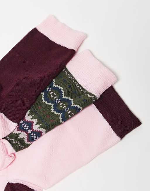 Barbour Helen fair isle sock gift set in olive green , 3 of 3