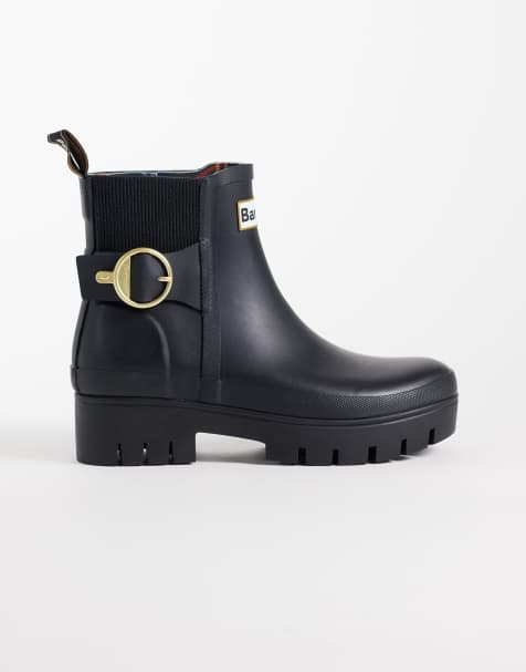 Barbour Hepburn buckle ankle welly boot in black - view 1