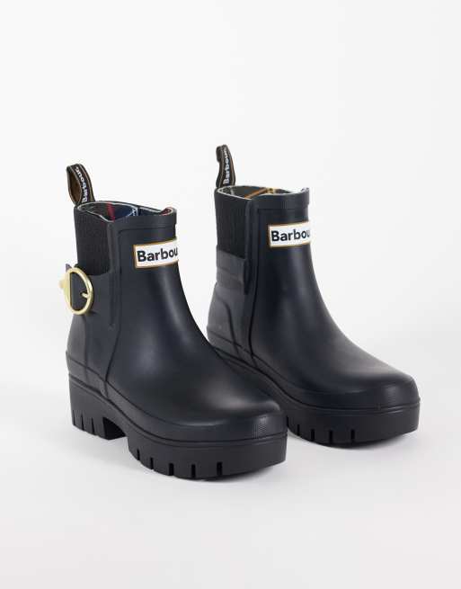 Barbour Hepburn buckle ankle welly boot in black, 5 of 5