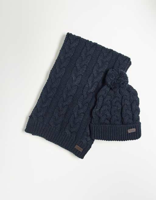 Barbour Highgate Cable Beanie & Scarf Gift Set - Mens from Humes Outfitters