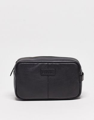 Barbour Highgate leather washbag in black
