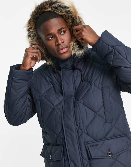 Barbour jacket top with fur hood